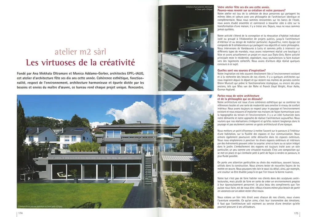Bien Vivre en Pays de Vaud 2014 - Article Atelier m2 différentes réalisations