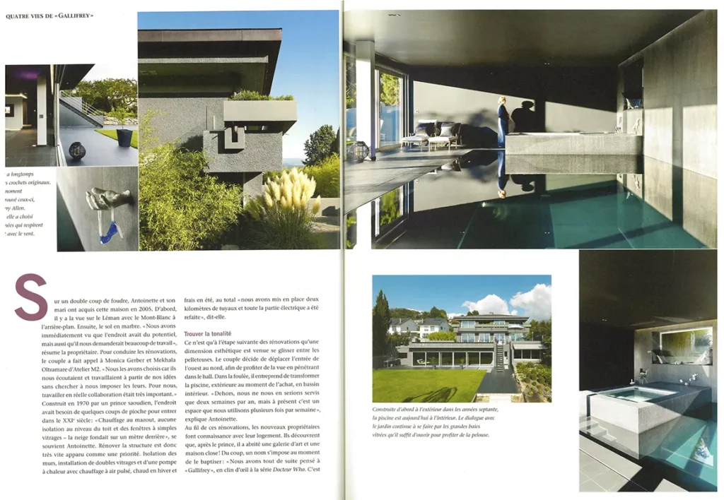 Habitat et Jardin, habiter comme on rêve 2012 - Article rénovation majeure d’une villa et d’une piscine intérieure à Crans-près-Céligny